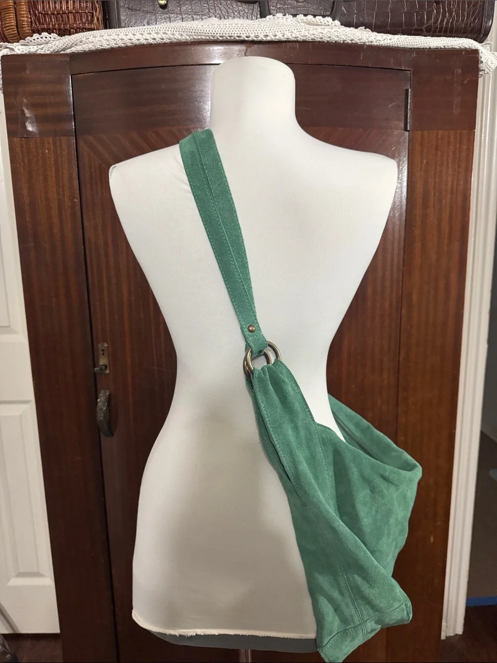 Free People Green Suede Hobo Shoulder Bag